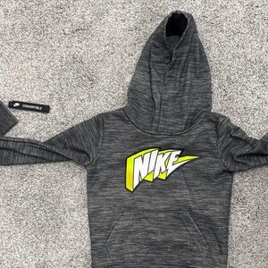 Nike Kids Charcoal Hoodie with Neon Logo with pants set 3T